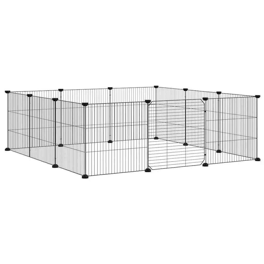 12 Panel Pet Cage for Small Animals Black 105 x 105 x 35 cm