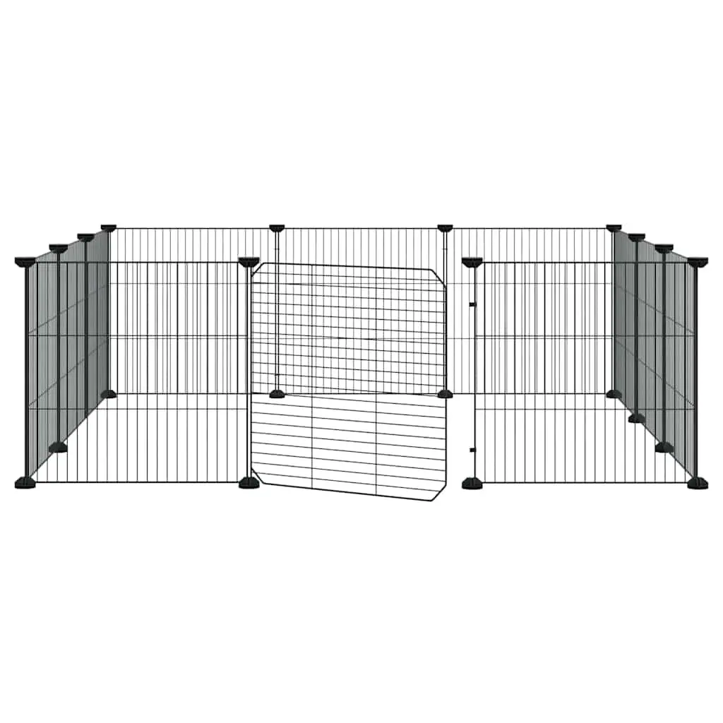 12 Panel Pet Cage for Small Animals Black 105 x 105 x 35 cm