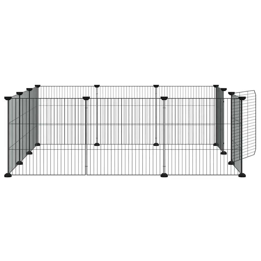 12 Panel Pet Cage for Small Animals Black 105 x 105 x 35 cm