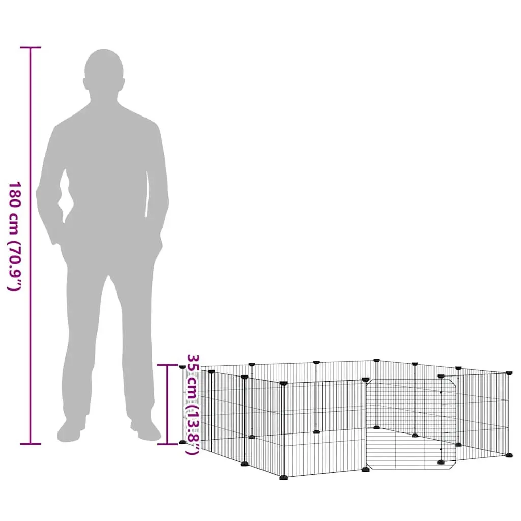 12 Panel Pet Cage for Small Animals Black 105 x 105 x 35 cm