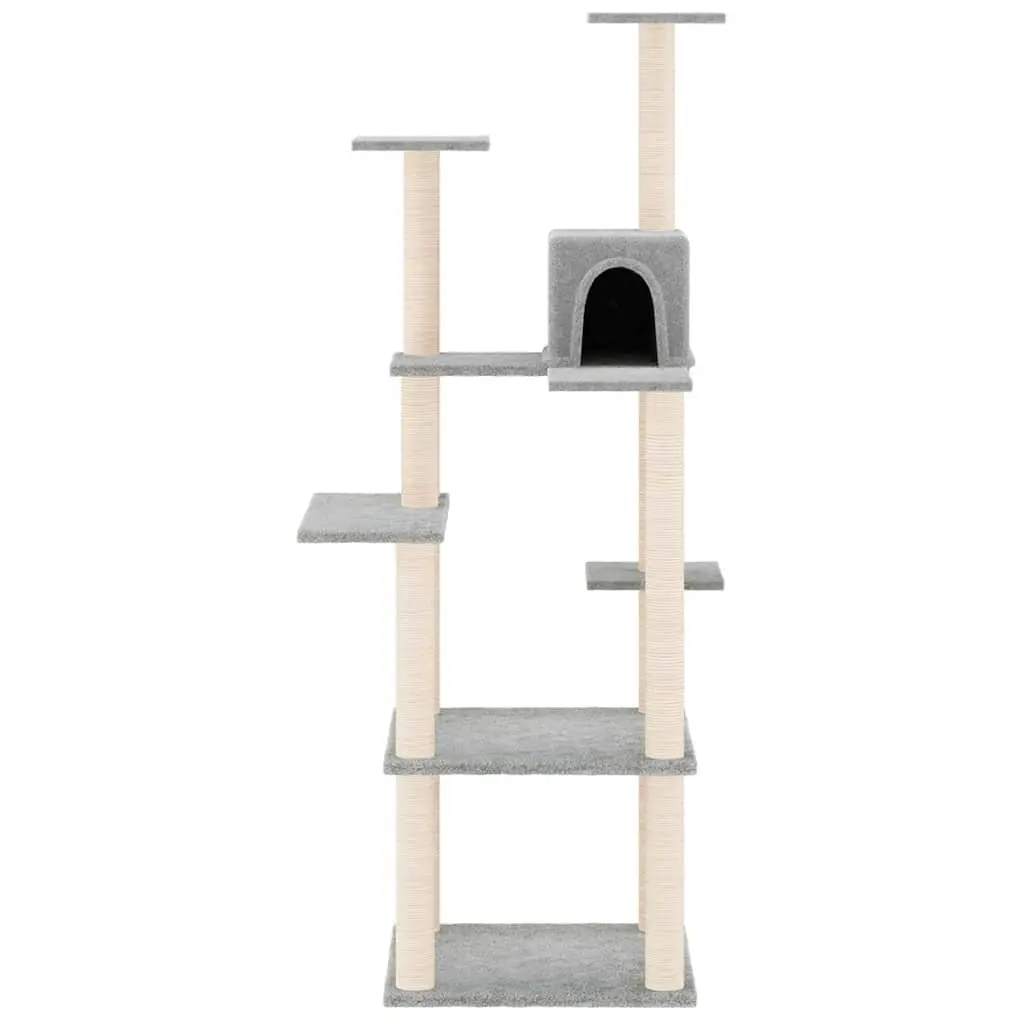 Cat Tree Tower with Sisal Scratching Posts Light Grey 153cm Multi-Level Cat