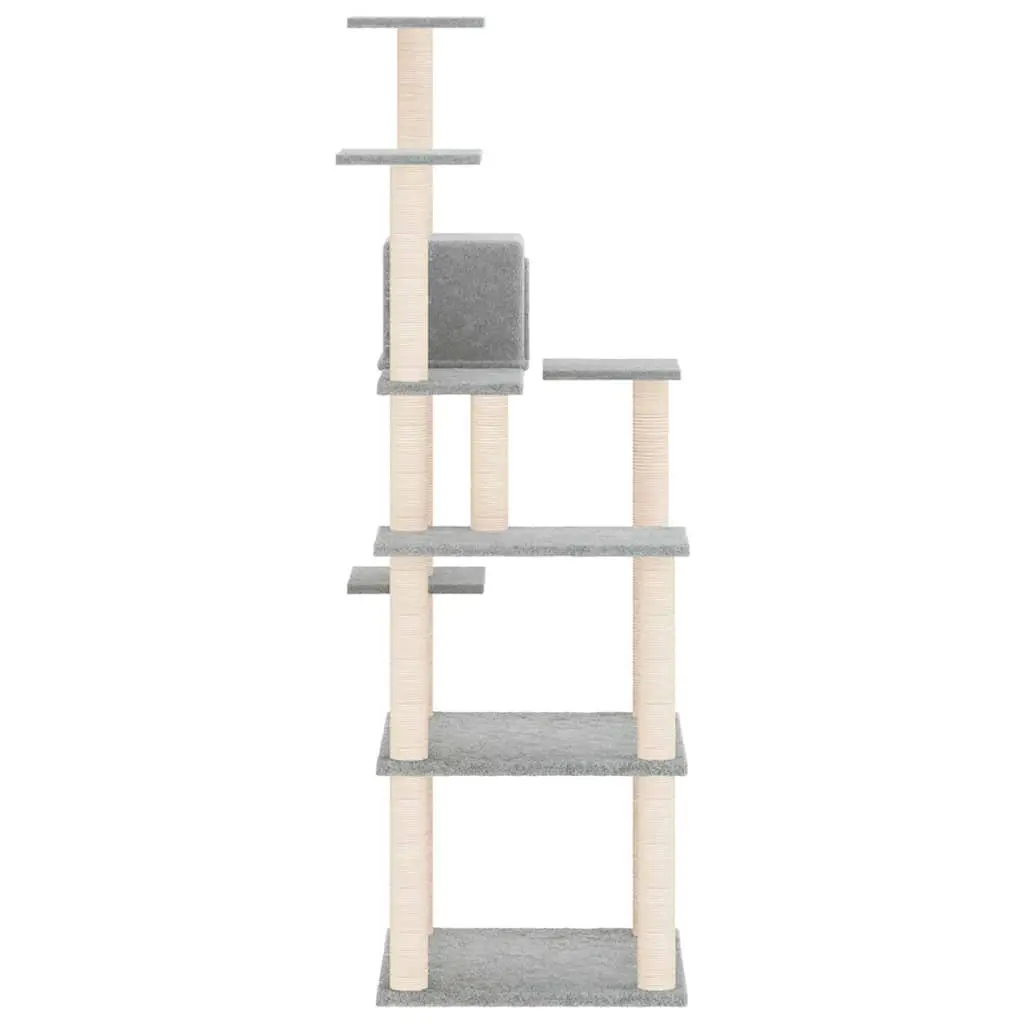 Cat Tree Tower with Sisal Scratching Posts Light Grey 153cm Multi-Level Cat