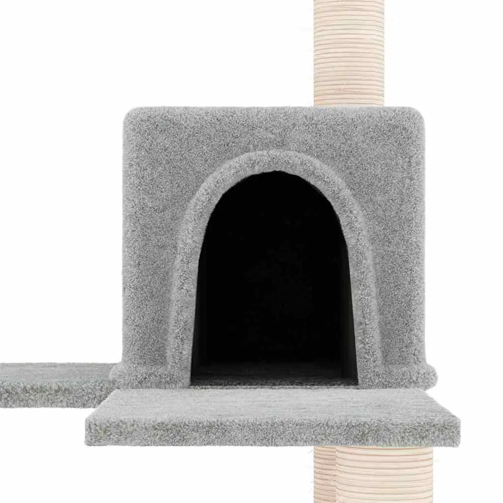 Cat Tree Tower with Sisal Scratching Posts Light Grey 153cm Multi-Level Cat