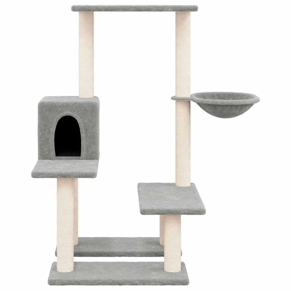 Cat Tree Furniture for Cats with Sisal Scratching Posts House and Hammock Grey 94.5cm