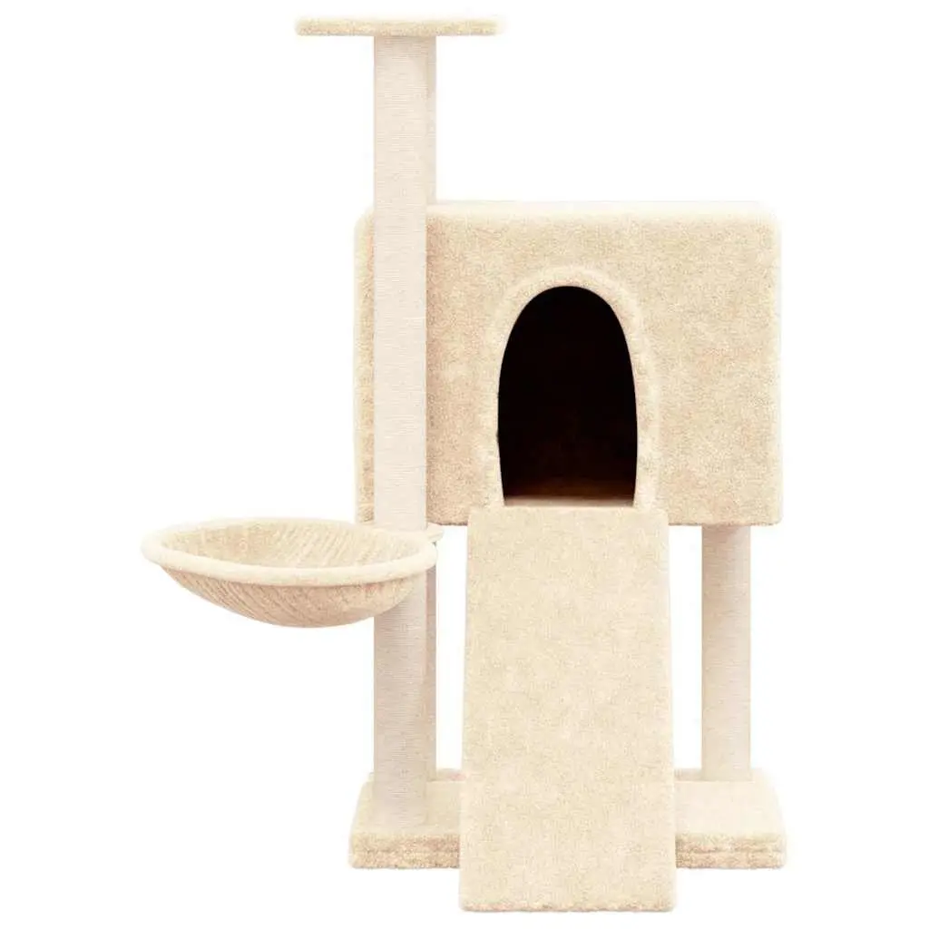 Cat Tree Cream with Sisal Scratching Posts, 96cm Height