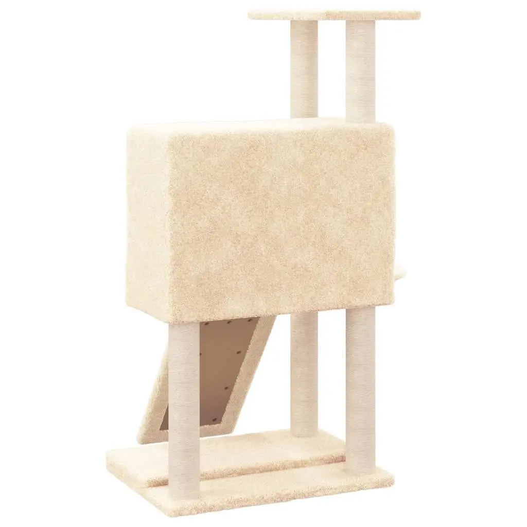 Cat Tree Cream with Sisal Scratching Posts, 96cm Height