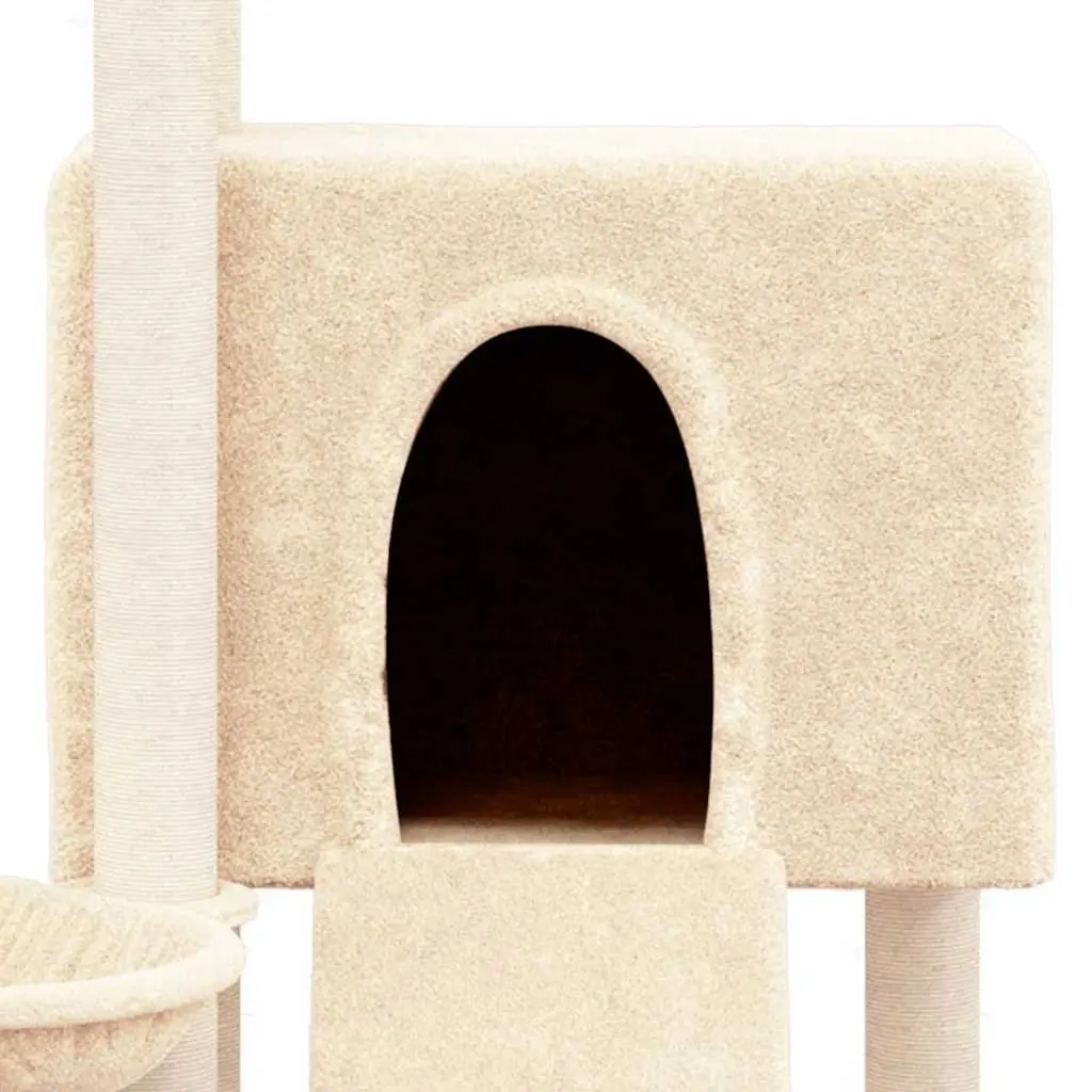 Cat Tree Cream with Sisal Scratching Posts, 96cm Height