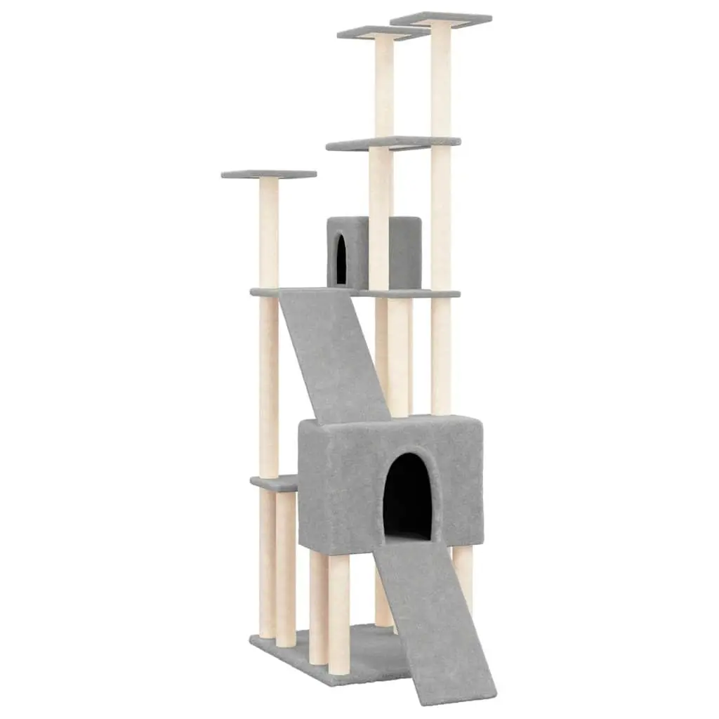 Cat Tree Multi-Level for Cats Light Grey 190cm