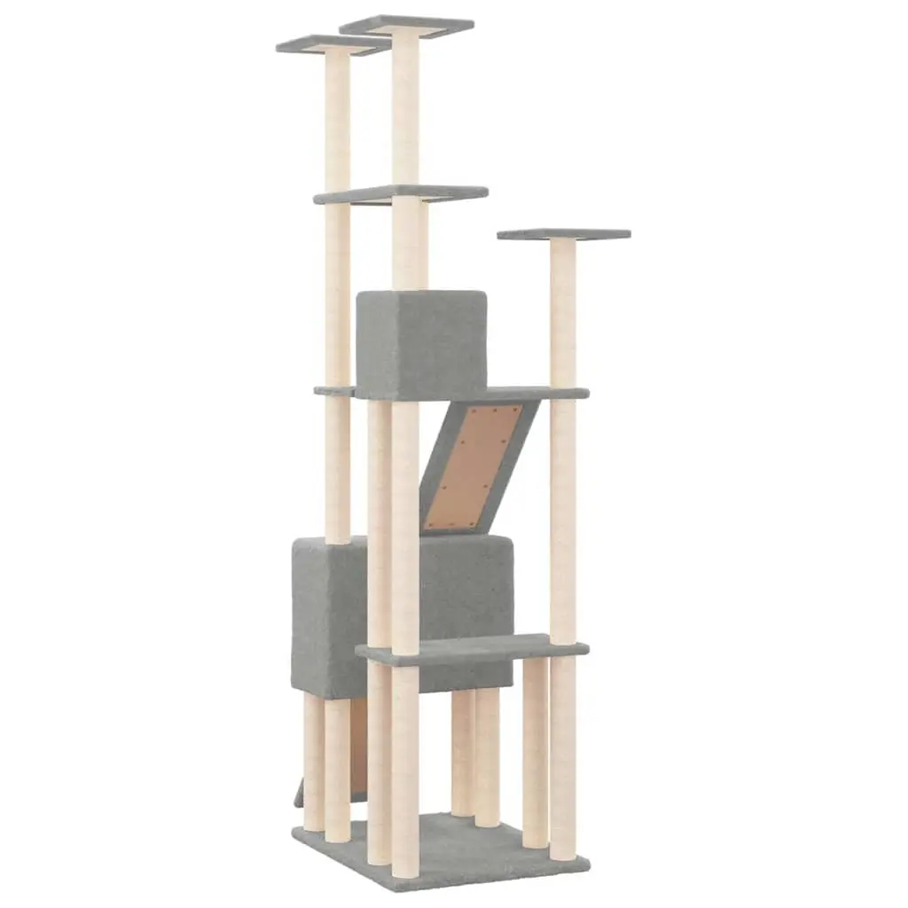 Cat Tree Multi-Level for Cats Light Grey 190cm