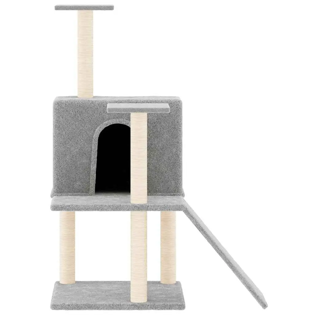 Cat Tree with Sisal Scratching Posts House Ladder Platforms Grey 109cm