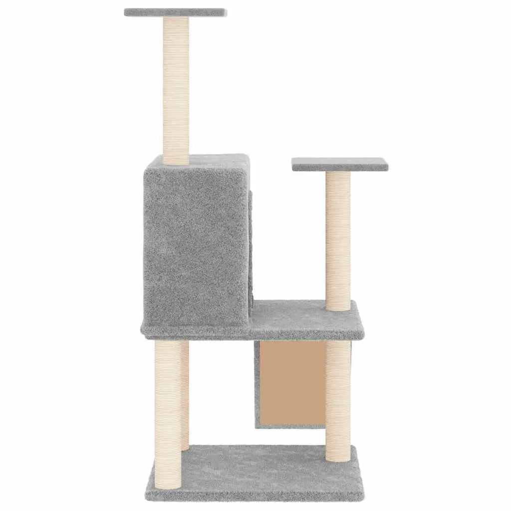 Cat Tree with Sisal Scratching Posts House Ladder Platforms Grey 109cm
