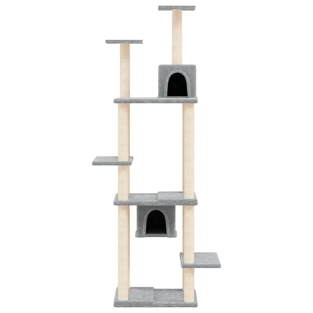 Cat Tree with Sisal Scratching Posts Multi-Level Houses Platforms 176cm Grey