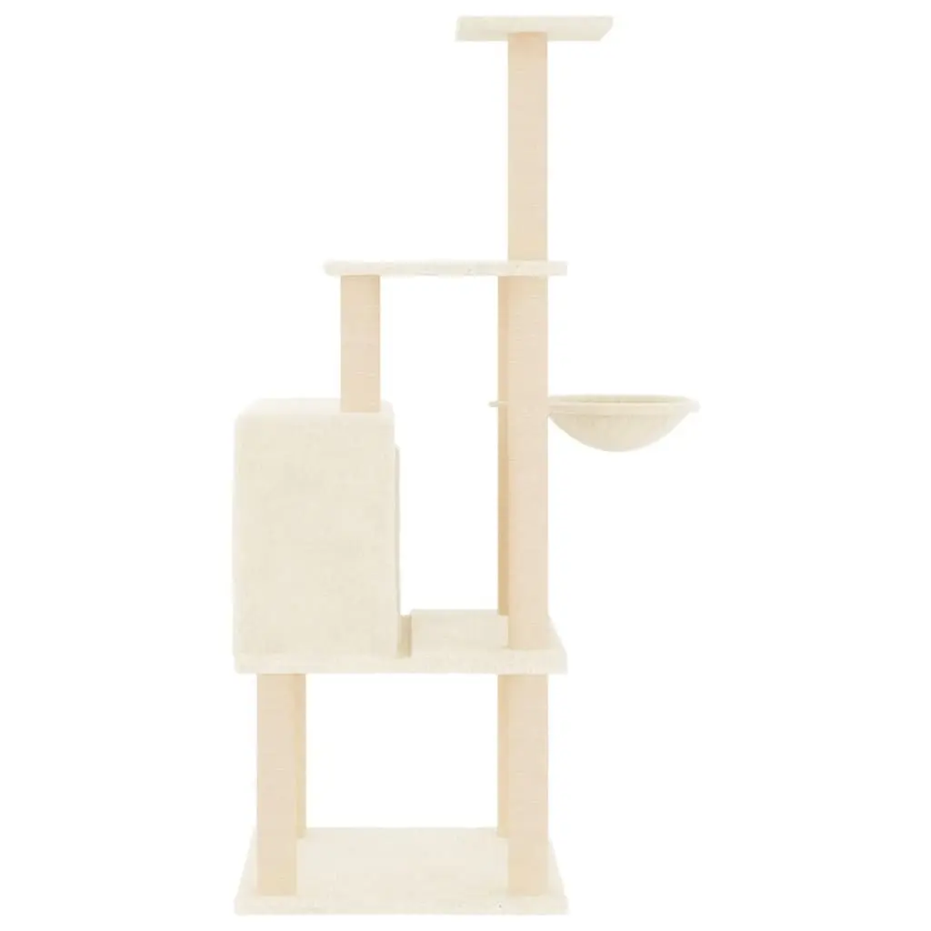 Cat Tree for Cats Multi-Level House Basket Platforms Cream 132 cm