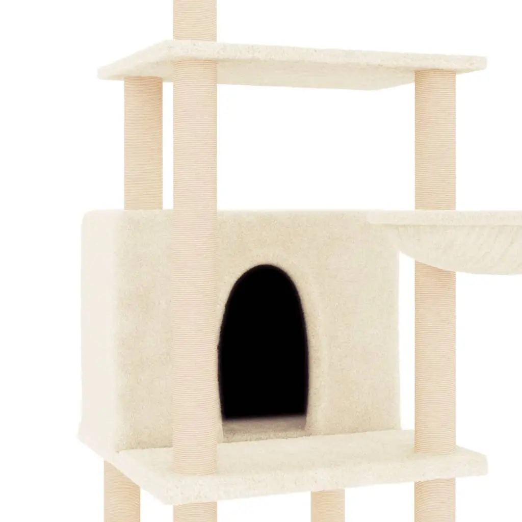 Cat Tree for Cats Multi-Level House Basket Platforms Cream 132 cm