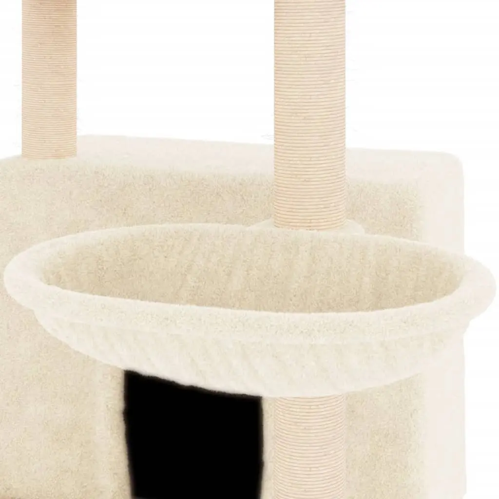 Cat Tree for Cats Multi-Level House Basket Platforms Cream 132 cm