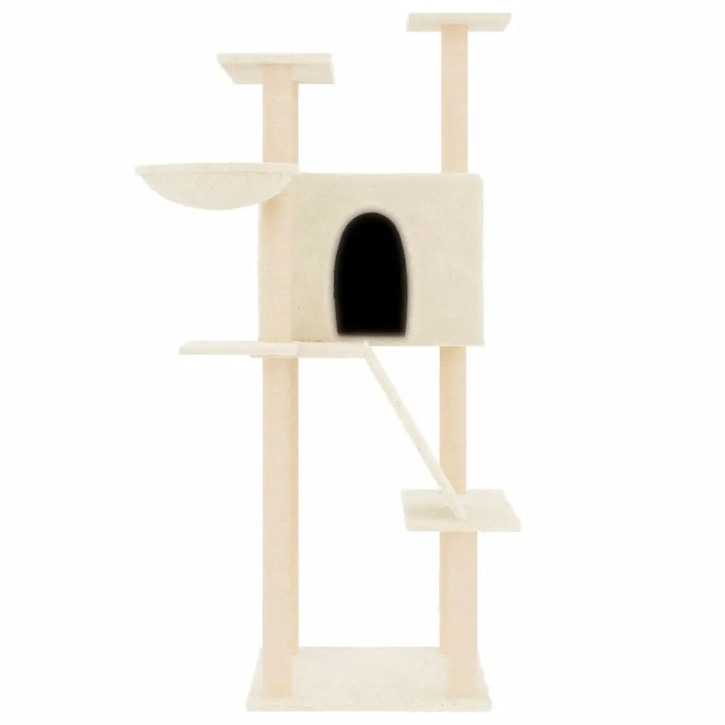 Cat Tree Cream Multi-Level Furniture House Basket Ladder Platforms Sisal Posts