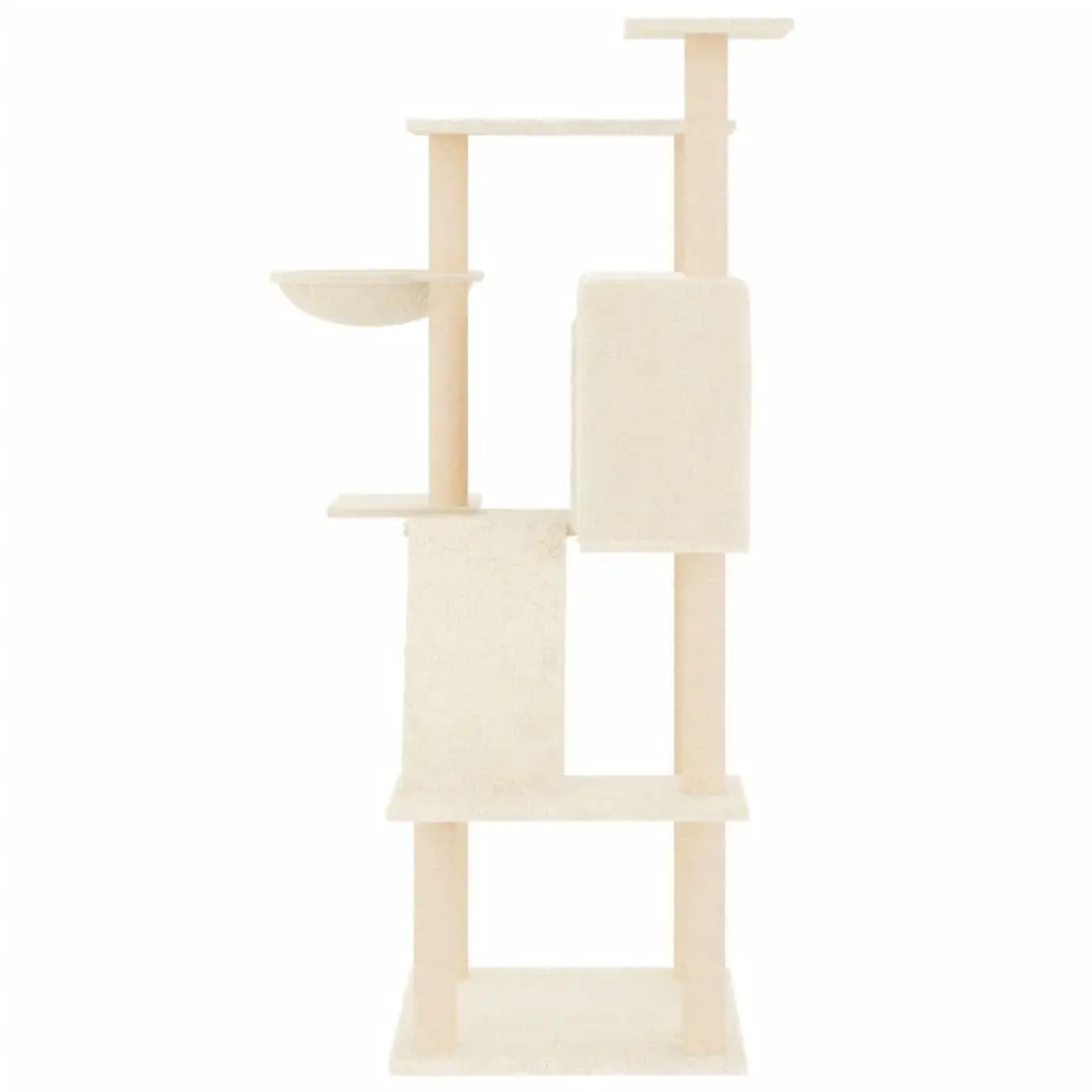 Cat Tree Cream Multi-Level Furniture House Basket Ladder Platforms Sisal Posts