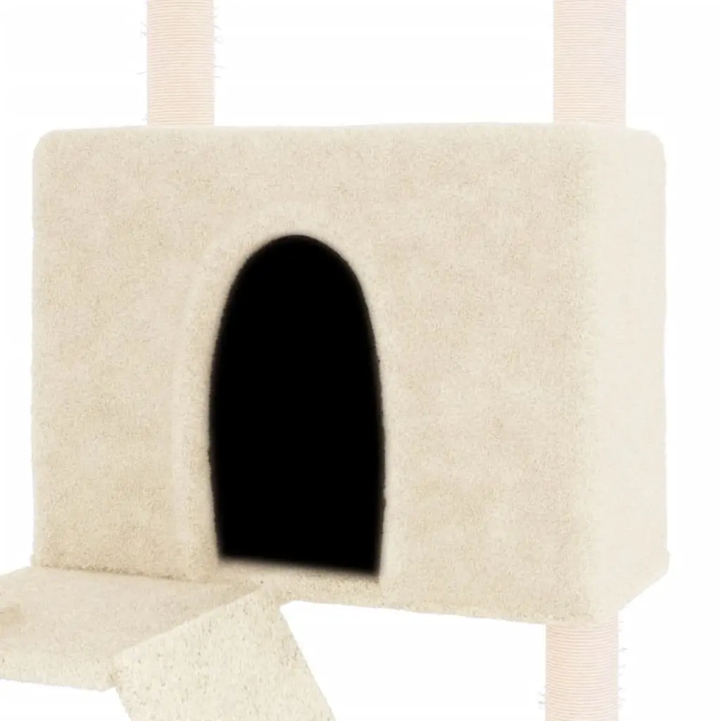 Cat Tree Cream Multi-Level Furniture House Basket Ladder Platforms Sisal Posts