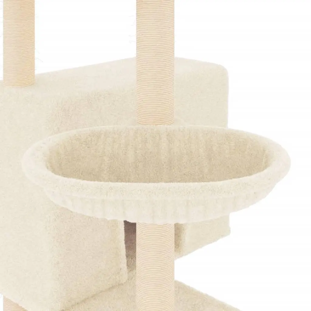 Cat Tree Cream Multi-Level Furniture House Basket Ladder Platforms Sisal Posts