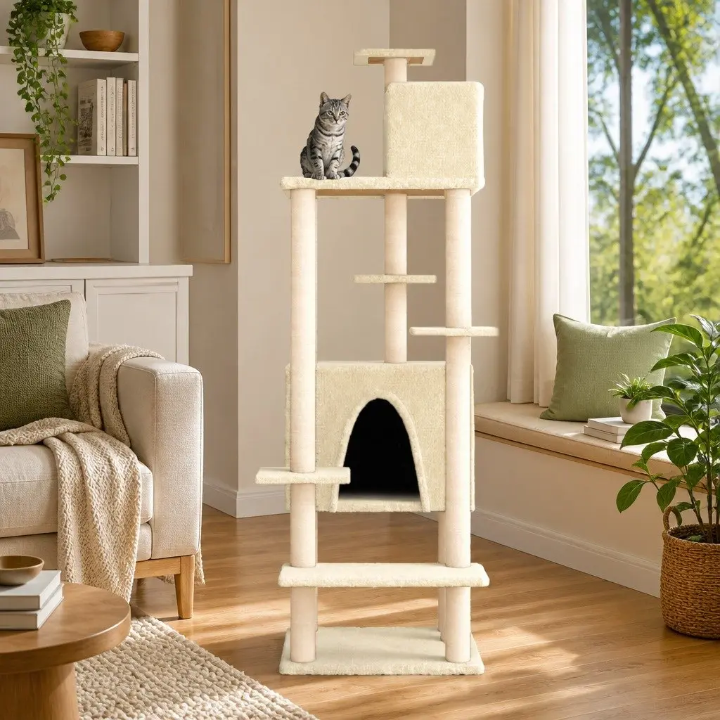 Multi-Level Cat Tree 154cm with Sisal Posts and Plush Covering