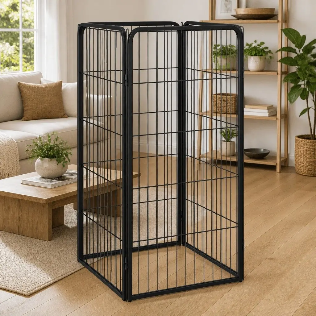 Dog Playpen 4 Panels Indoor Outdoor 50x100 cm Exercise Enclosure Portable Pet Pen Run