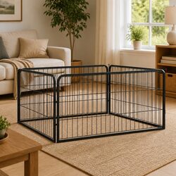 Dog Playpen 4 Panels Black 100x50 cm Exercise Pen Puppy Kennel Enclosure