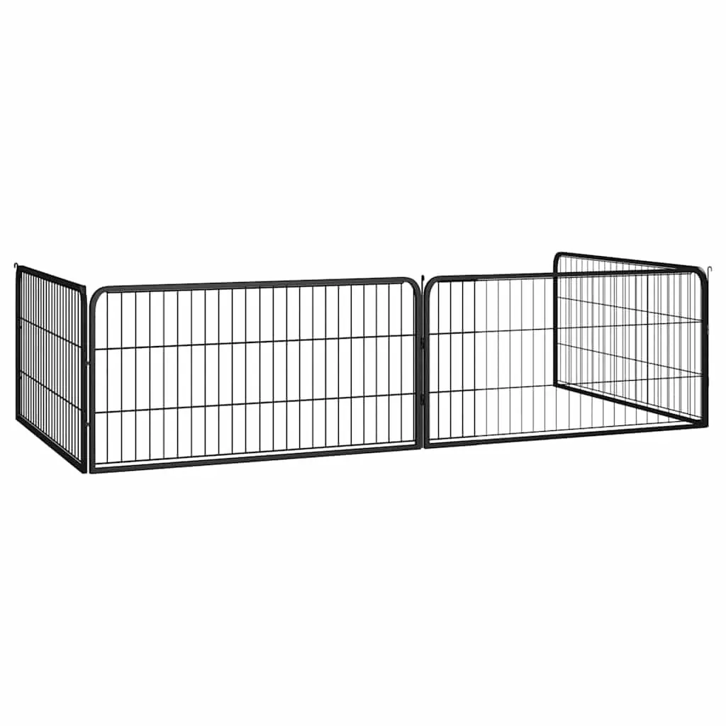 4 Panel Dog Exercise Pen for Puppy Play 100x50 cm Black Heavy Duty Kennel Enclosure