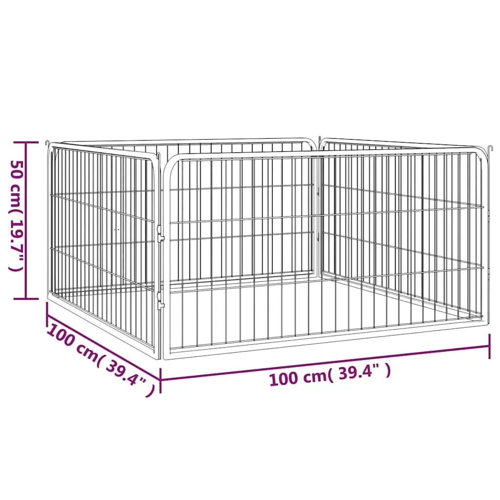 4 Panel Dog Exercise Pen for Puppy Play 100x50 cm Black Heavy Duty Kennel Enclosure