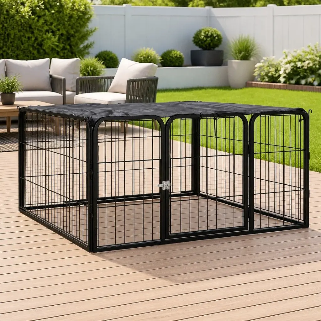 Dog Playpen 4 Panels Indoor Outdoor 100x50 cm Portable Pet Kennel Run Exercise Enclosure