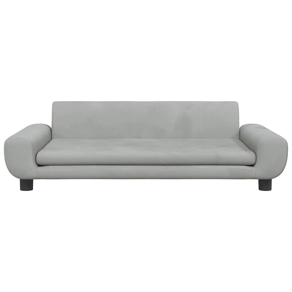 Dog Bed Light Grey Velvet Foam Cushion Sofa 100 x 54 x 33 cm