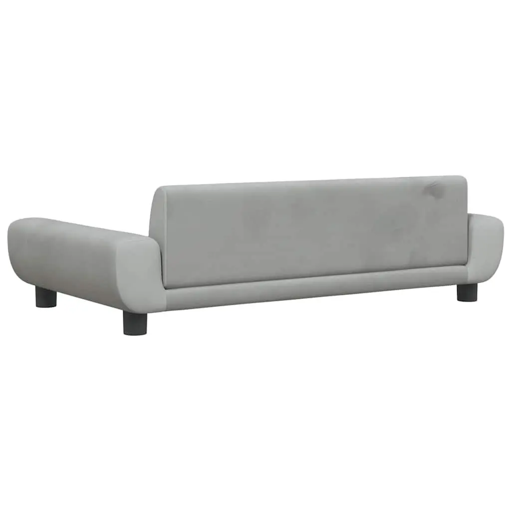 Dog Bed Light Grey Velvet Foam Cushion Sofa 100 x 54 x 33 cm