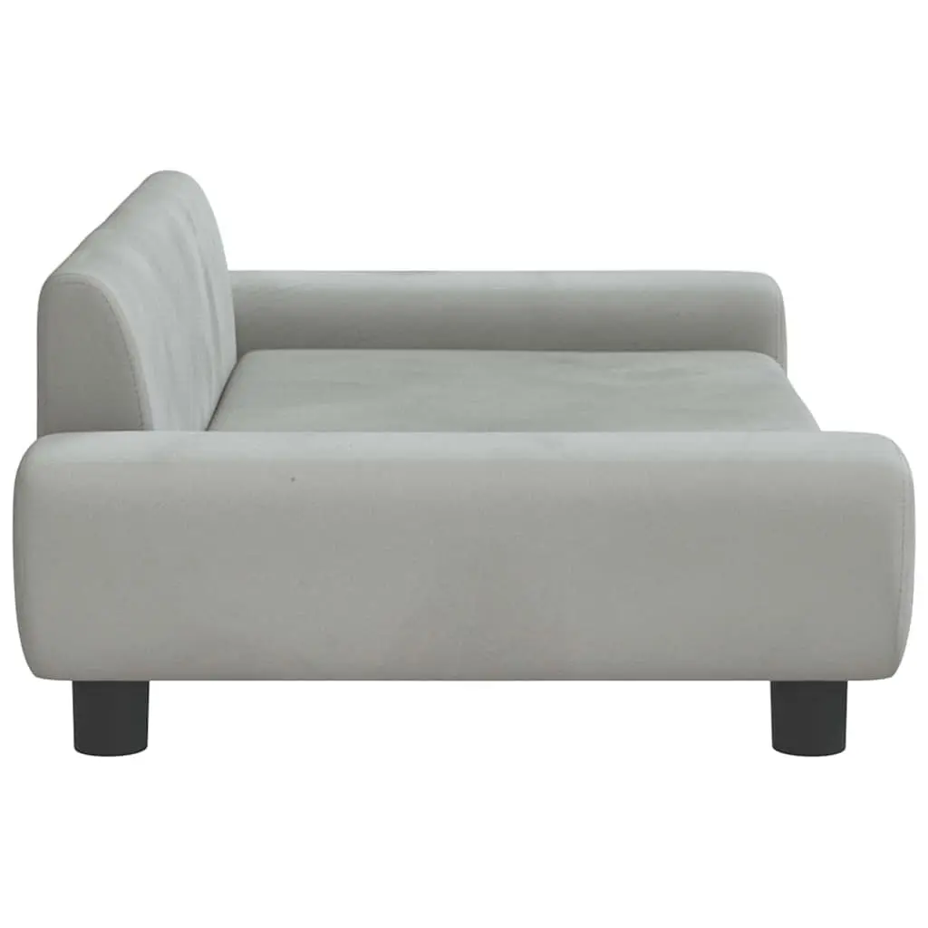 Dog Bed Light Grey Velvet Foam Cushion Sofa 100 x 54 x 33 cm