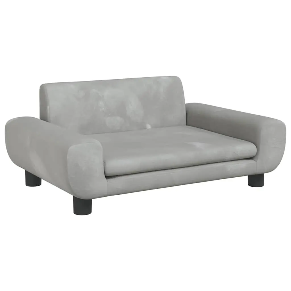 Dog Bed for Dogs Light Grey Velvet 70 x 45 x 33 cm