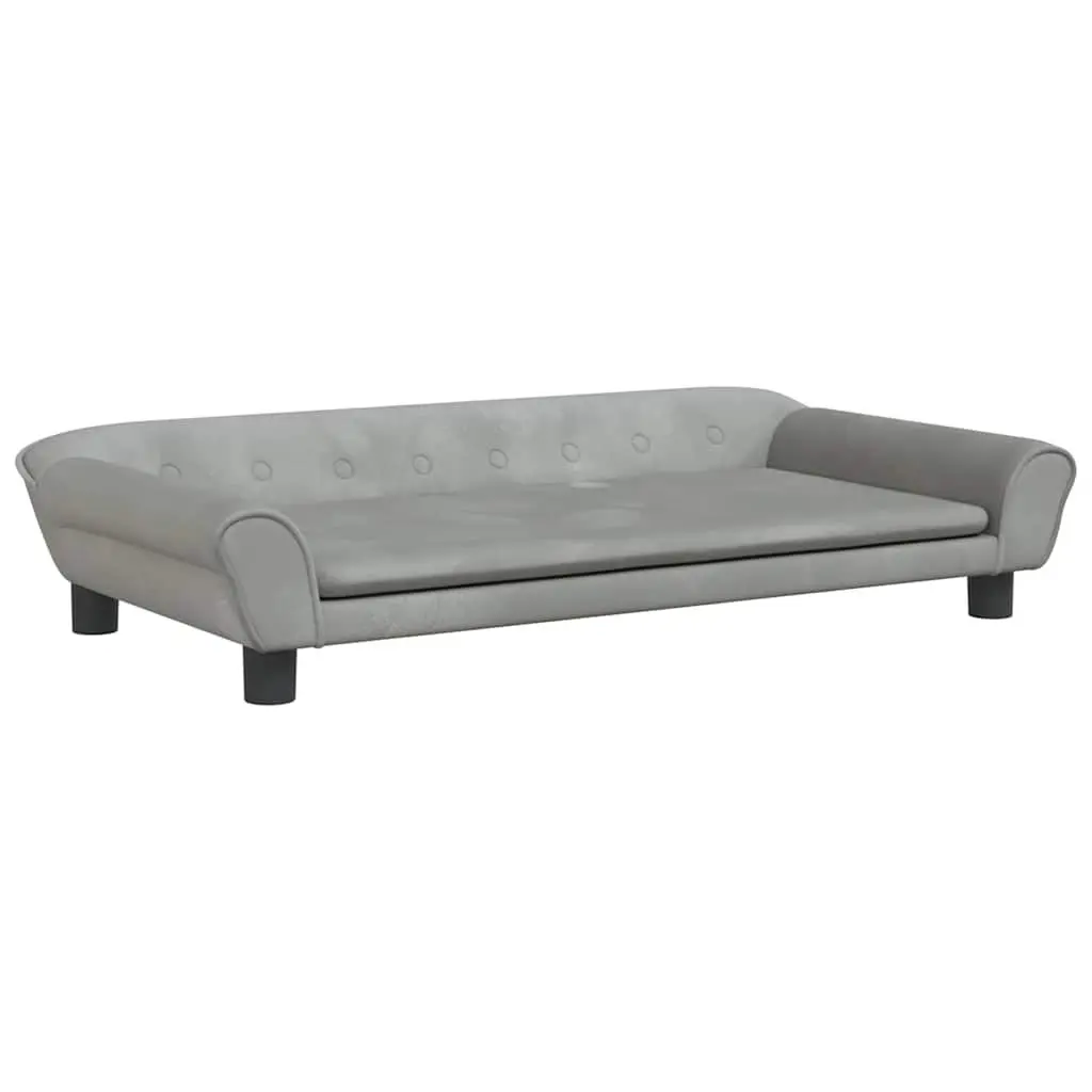Dog Bed for Dogs Grey Velvet Padded Sofa Couch 100 x 50 x 21 cm