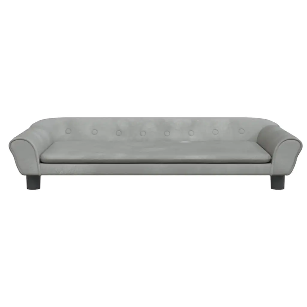 Dog Bed for Dogs Grey Velvet Padded Sofa Couch 100 x 50 x 21 cm