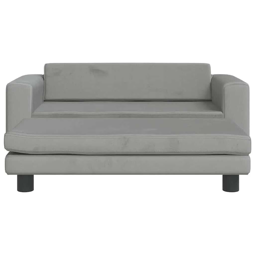 Dog Bed with Extension Light Grey Velvet Pet Sofa Furniture Couch Cushion
