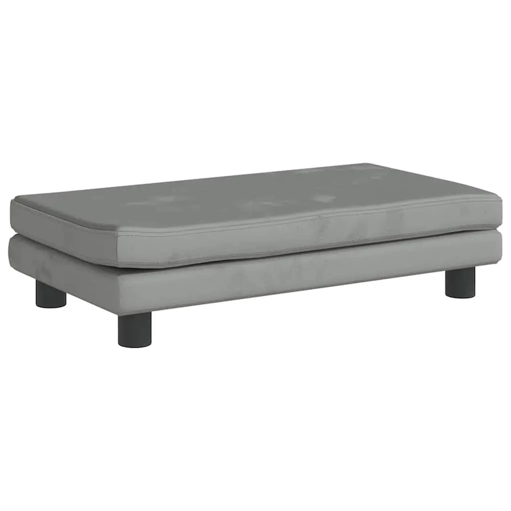 Dog Bed with Extension Light Grey Velvet Pet Sofa Furniture Couch Cushion