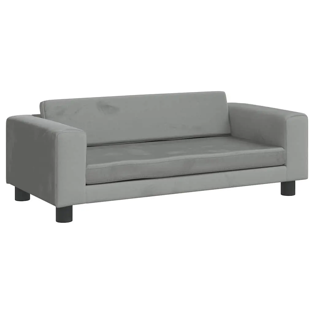 Dog Bed with Extension Light Grey Velvet Pet Sofa Furniture Couch Cushion