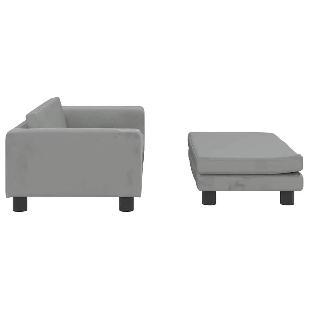 Dog Bed with Extension Light Grey Velvet Pet Sofa Furniture Couch Cushion