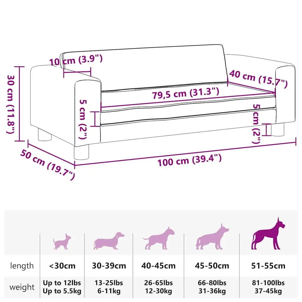 Dog Bed with Extension Light Grey Velvet Pet Sofa Furniture Couch Cushion
