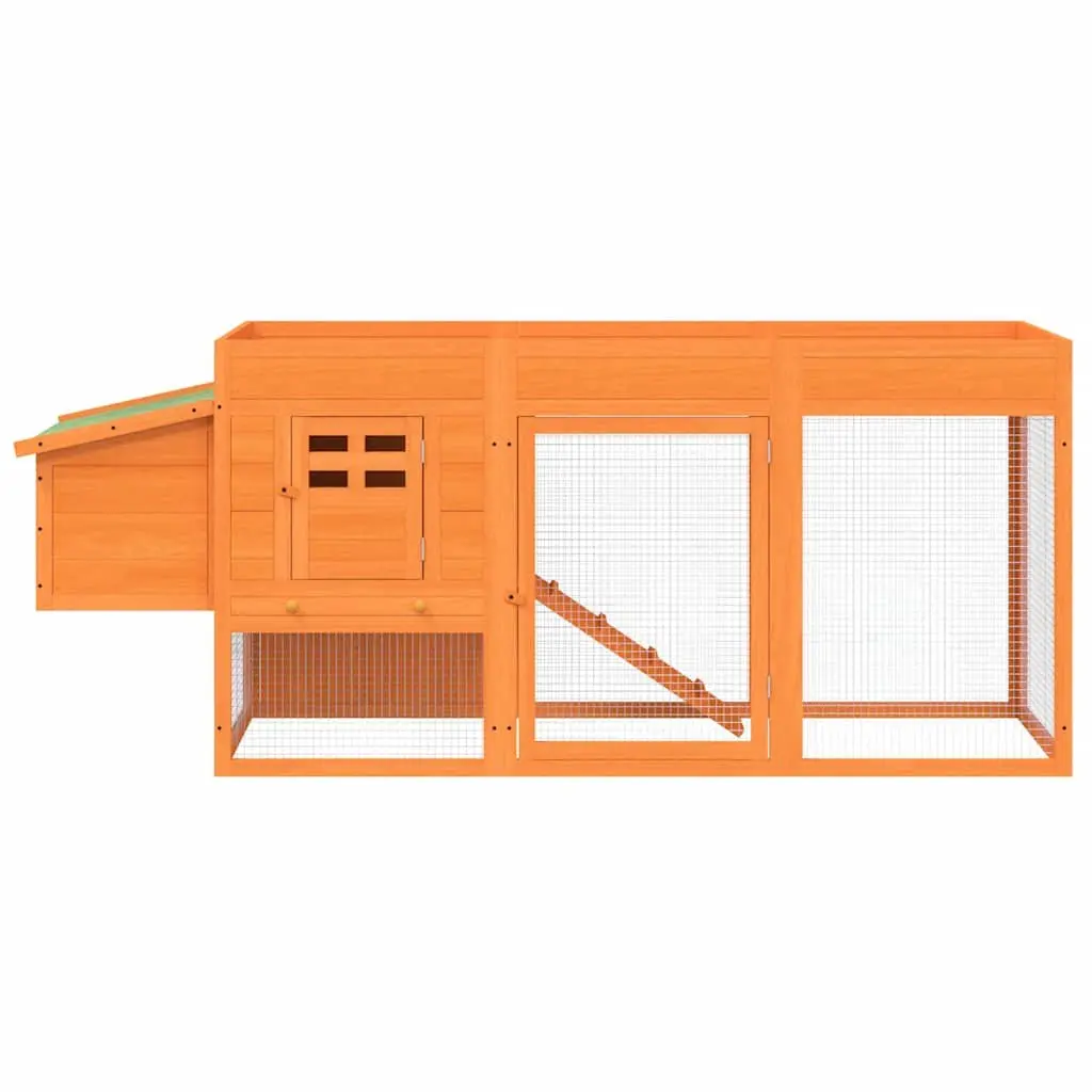 Wooden Animal Hutch Chicken Coop Run Enclosure Nesting Box with Ramp Brown