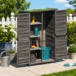 Garden Tool Shed Measurements: 83x57x140cm Grey Pine Construction
