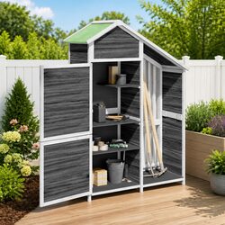 Garden Tool Shed Dimensions: 120x53.5x170cm Grey Pine