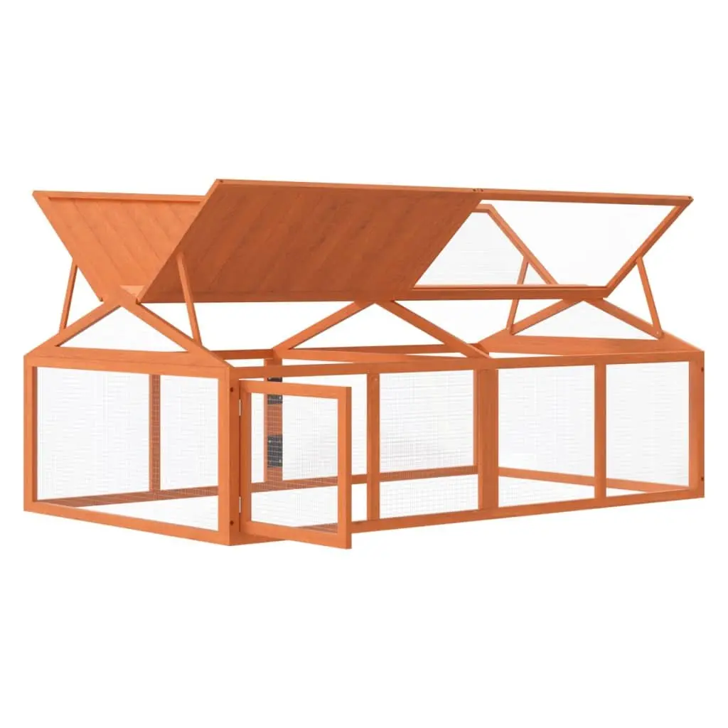 Small Animal Run Box Outdoor Habitat Solid Wood Pine Brown 200x112.5x74cm