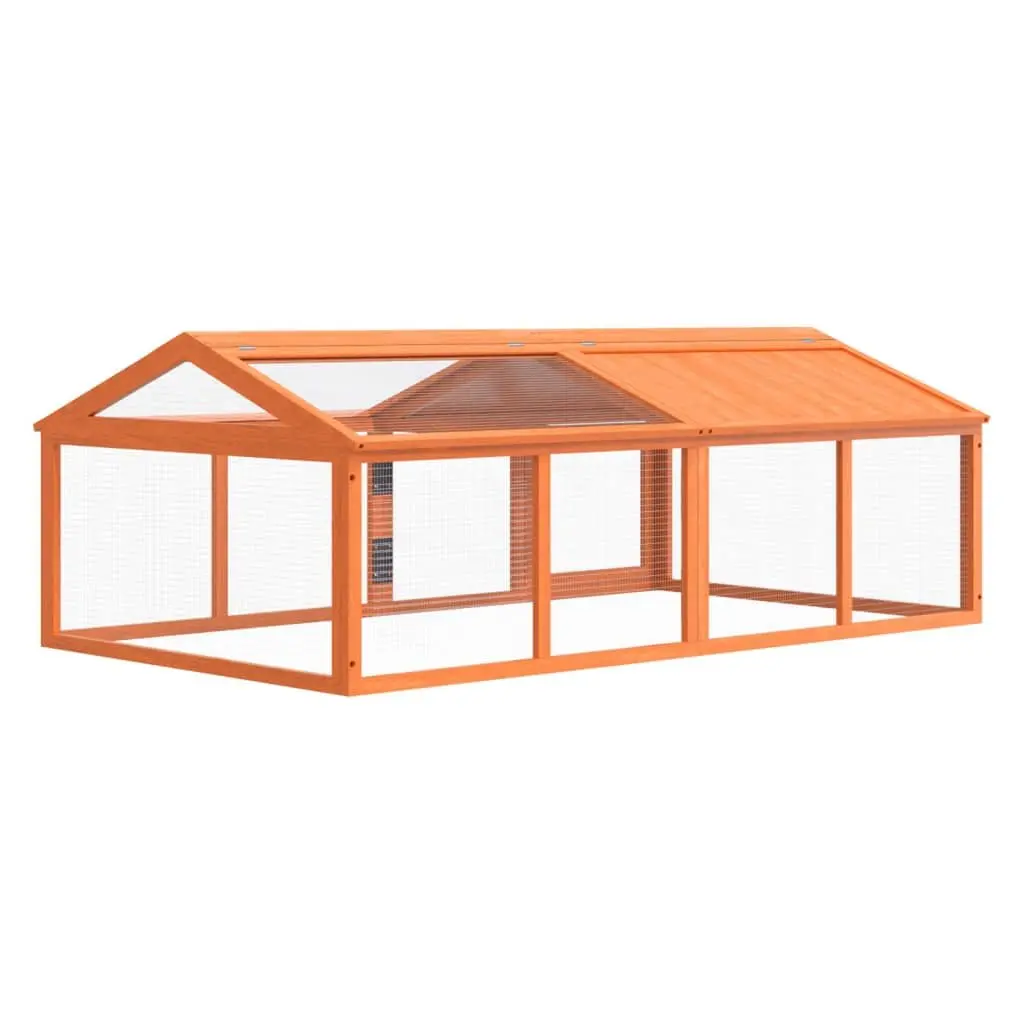 Small Animal Run Box Outdoor Habitat Solid Wood Pine Brown 200x112.5x74cm