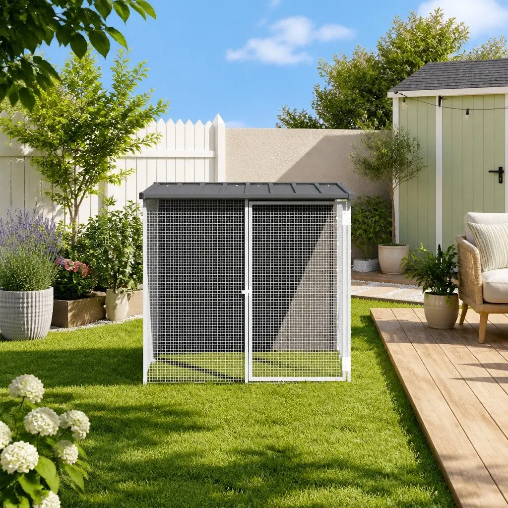 Chicken Cage with Roof 103x98x90cm Galvanised Steel Coop Hen House Run Pen