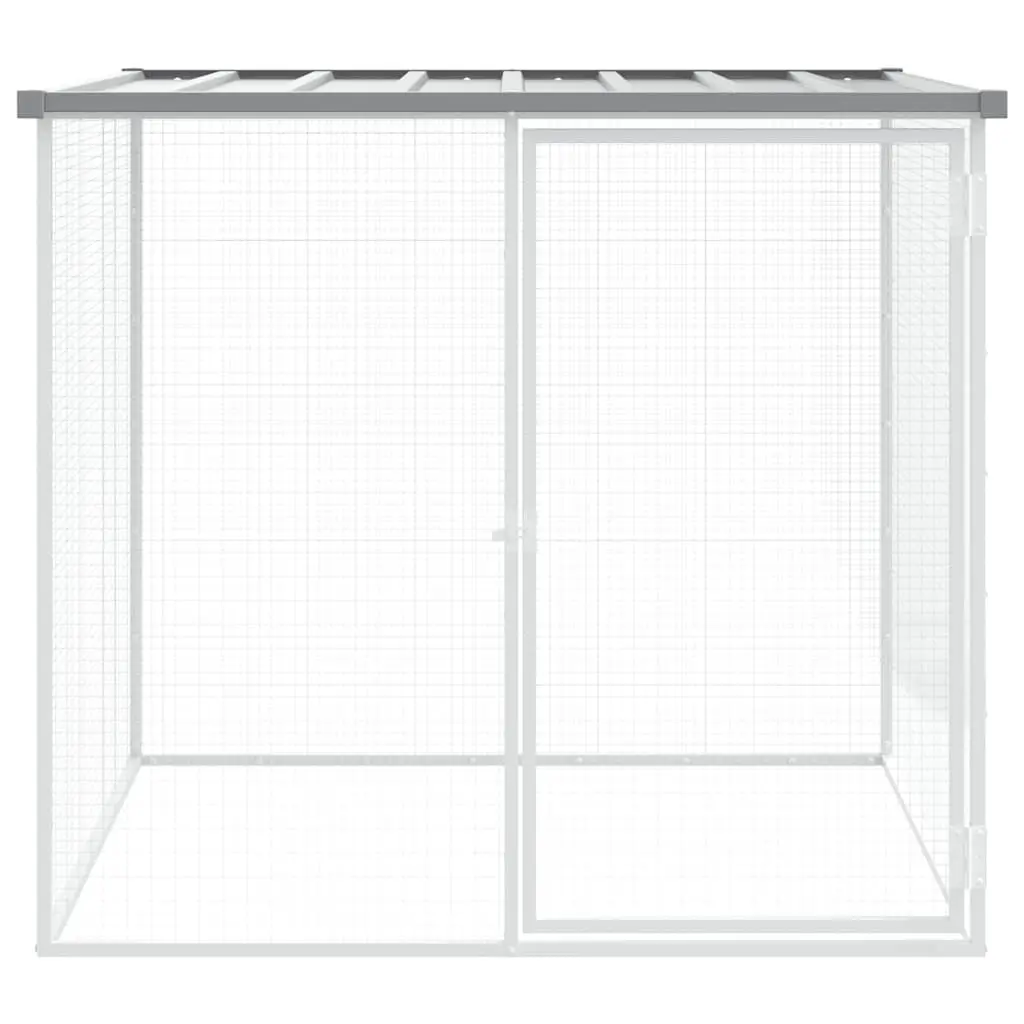 Chicken Cage with Roof Grey Galvanised Steel Coop Small Animal Habitat Outdoor