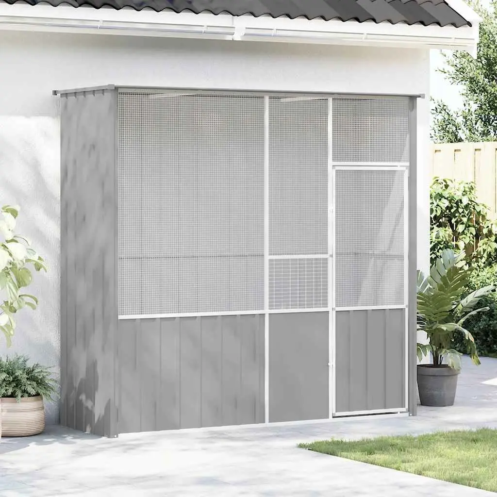 Bird Cage Aviary Grey Large 215x78x200 cm Galvanised Steel Frame