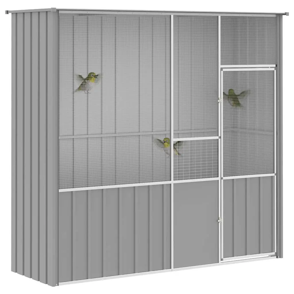 Bird Cage Aviary Grey Large 215x78x200 cm Galvanised Steel Frame