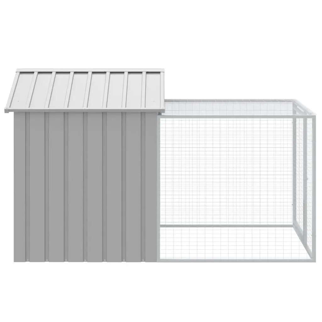 Chicken Cage with Run for Backyard Poultry Light Grey Galvanised Steel 117 x 201 x 123 cm